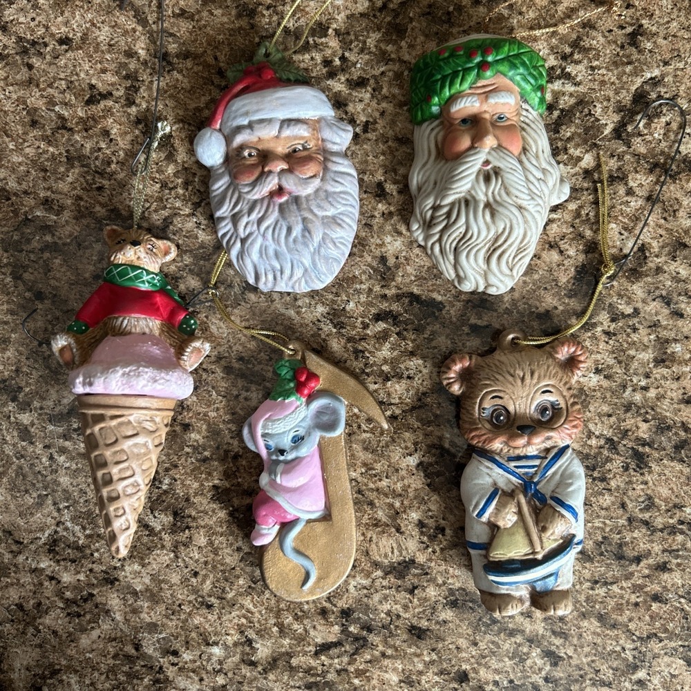Hand‎ Painted Christmas Ornaments Santa Mouse Bear Sailor Music Note Porcelain